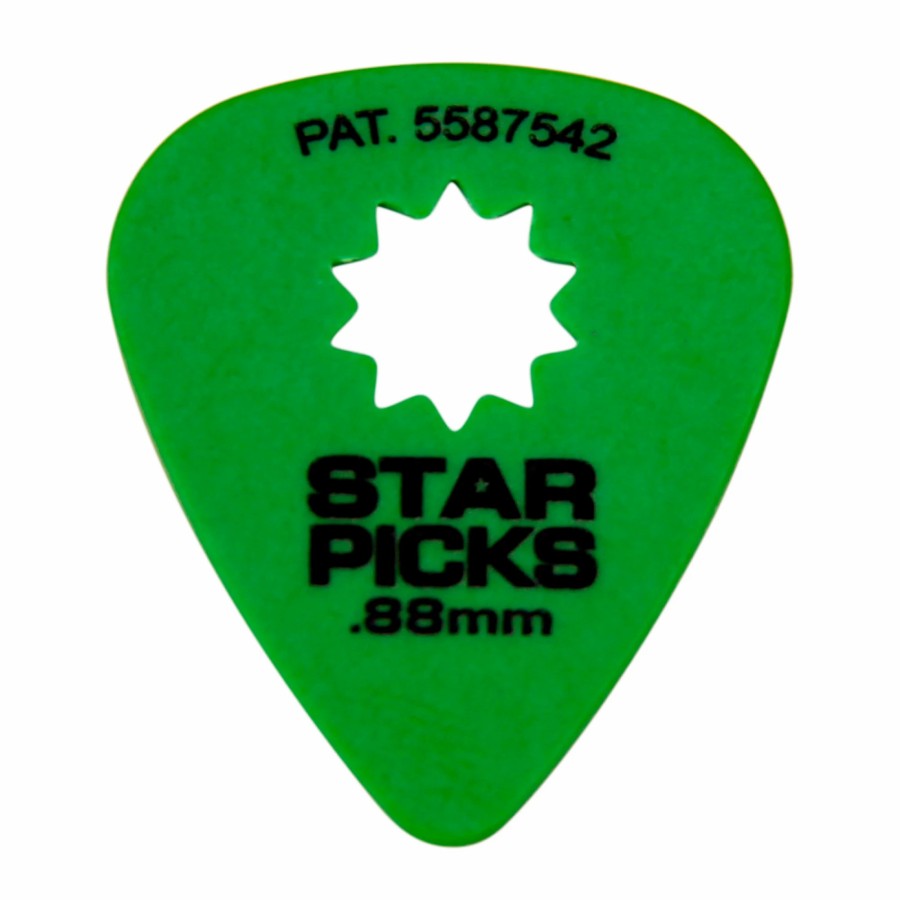 Guitars Everly Guitar Picks | Everly Star Grip Guitar Picks (50 Picks) .88 Mm Green