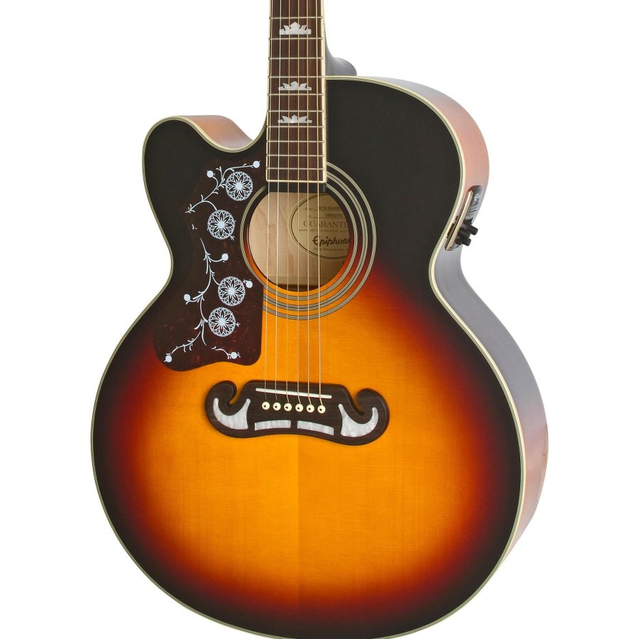 Guitars Epiphone Left Handed | Epiphone Limited Edition Ej-200Sce Left-Handed Acoustic-Electric Guitar Vintage Sunburst