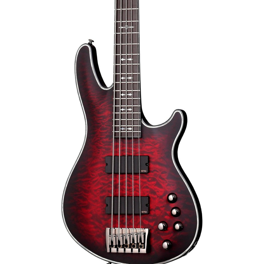 Basses Schecter Guitar Research 5-String | Schecter Guitar Research Hellraiser Extreme-5 Electric Bass Guitar Satin Crimson Red Burst