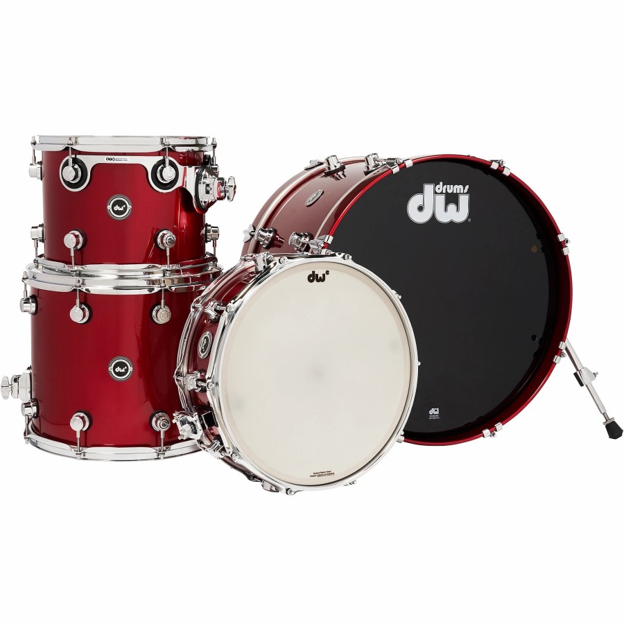 Drums DW Electronic Drum Sets | Dw Dwe Wireless Acoustic/Electronic Convertible 4-Piece Shell Pack With 20" Bass Drum Lacquer Custom Specialty Black Cherry Metallic