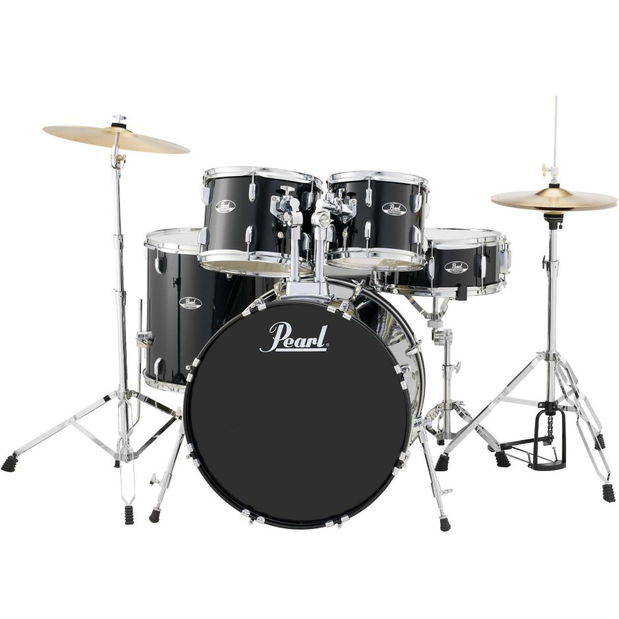 Drums Pearl Drum Sets | Pearl Roadshow 5-Piece New Fusion Drum Set Jet Black