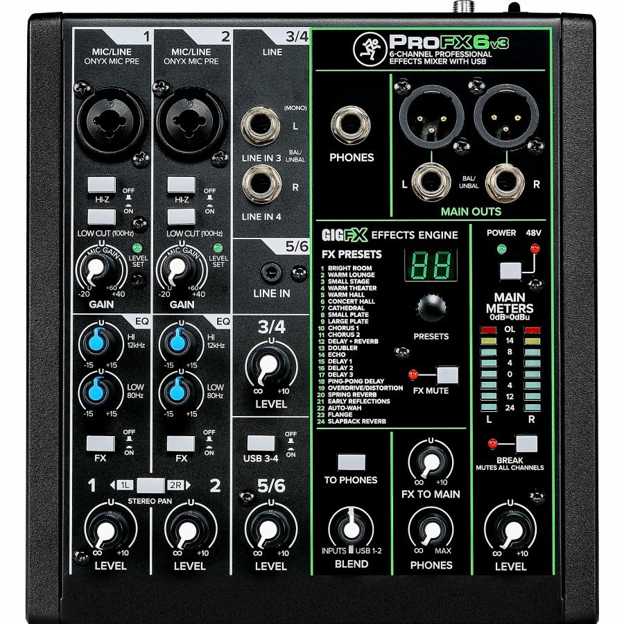 Recording Mackie | Mackie Profx6V3 6-Channel Professional Effects Mixer With Usb