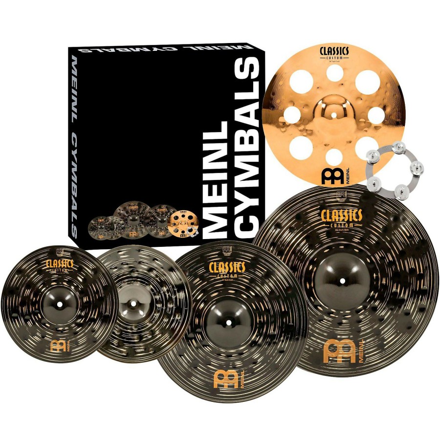 Drums MEINL Cymbal Packs | Meinl Classics Custom Dark Set Cymbal Pack With Free Trash Crash And Ching Ring 14, 16, 18 And 20 In.