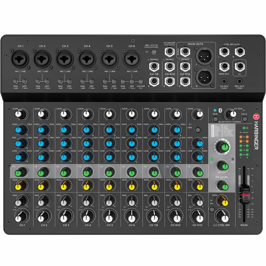 Recording Harbinger | Harbinger Lv14 14-Channel Analog Mixer With Bluetooth, Fx & Usb Audio