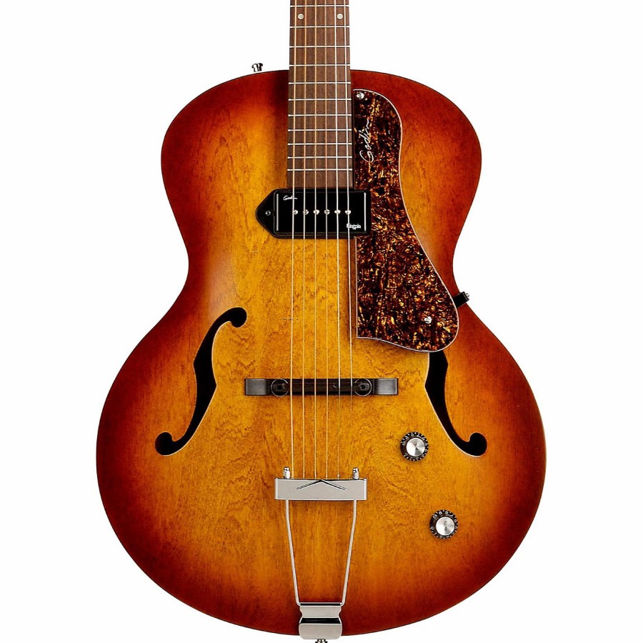 Guitars Godin Hollow & Semi-Hollow Body | Godin 5Th Avenue Kingpin Archtop Hollowbody Electric Guitar With P-90 Pickup Cognac Burst