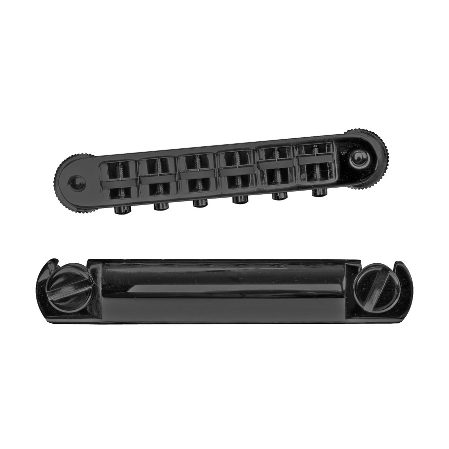 Basses TonePros Fretted Instrument Accessories & Parts | Tonepros Standard Locking Tune-O-Matic/Tailpiece Set (Small Posts/Notched Saddles) Black