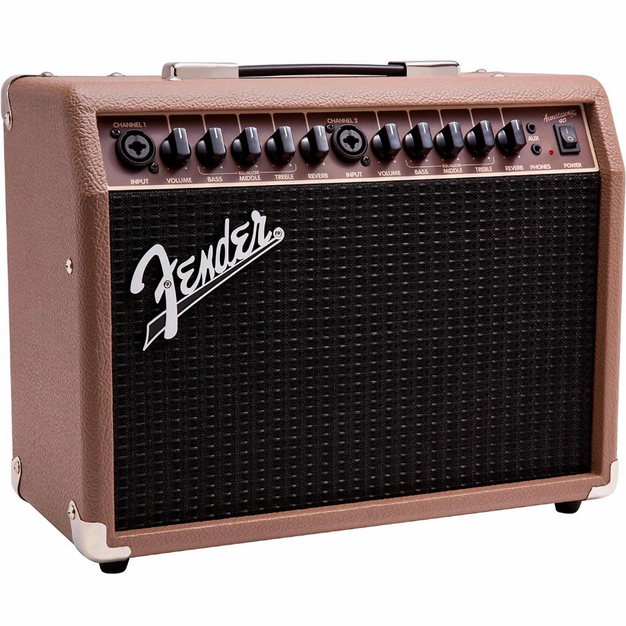 Amps & Effects Fender Acoustic Combo Guitar Amps | Fender Acoustasonic 40 40W 2X6.5 Acoustic Guitar Amplifier Brown