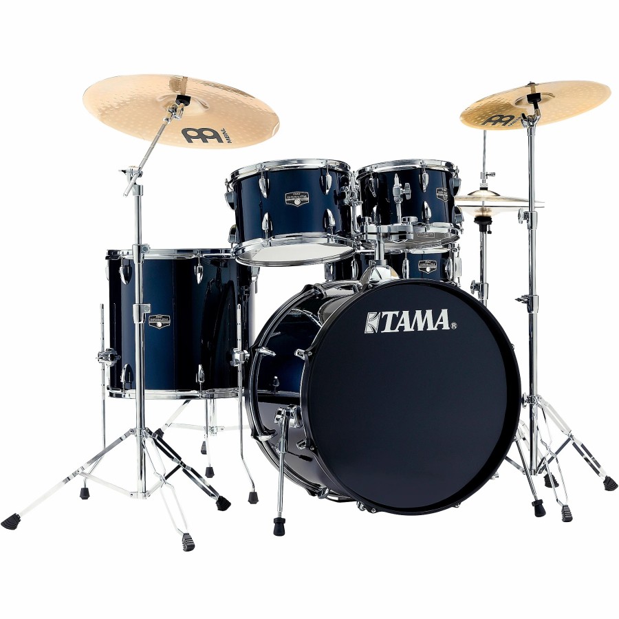 Drums TAMA Drum Sets | Tama Imperialstar 5-Piece Complete Drum Set With 22 In. Bass Drum And Meinl Hcs Cymbals Dark Blue