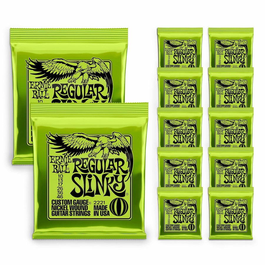 Guitars Ernie Ball Guitar Strings | Ernie Ball 2221 Nickel Slinky Lime Guitar Strings - Buy 10, Get 2 Free