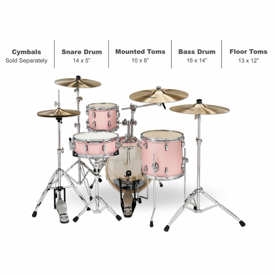 Drums PDP by DW Drum Sets | Pdp By Dw New Yorker 4-Piece Shell Pack With 16" Bass Drum Pale Rose Sparkle