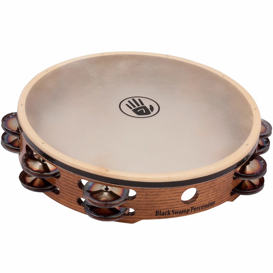 Drums Black Swamp Percussion | Black Swamp Percussion Soundart Series Double-Row 10" Tambourine With Calf Head 10 In. Chromium 25