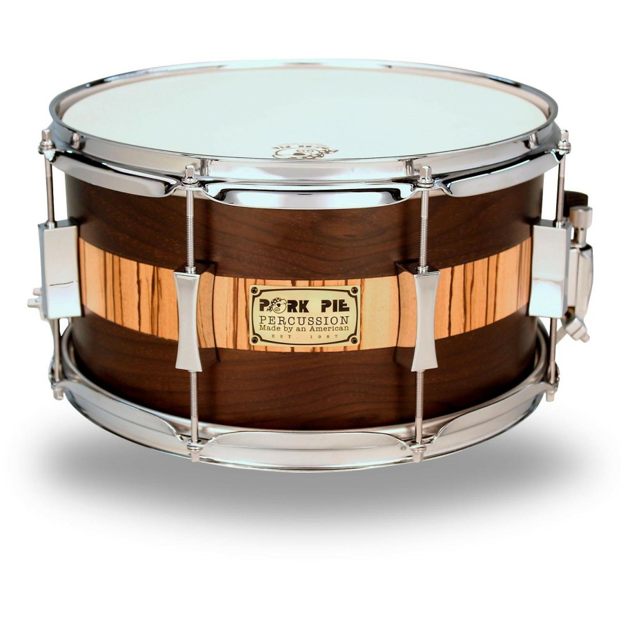 Drums Pork Pie Snare Drums | Pork Pie Exotic Rosewood Zebrawood Snare Drum 13 X 7 In.