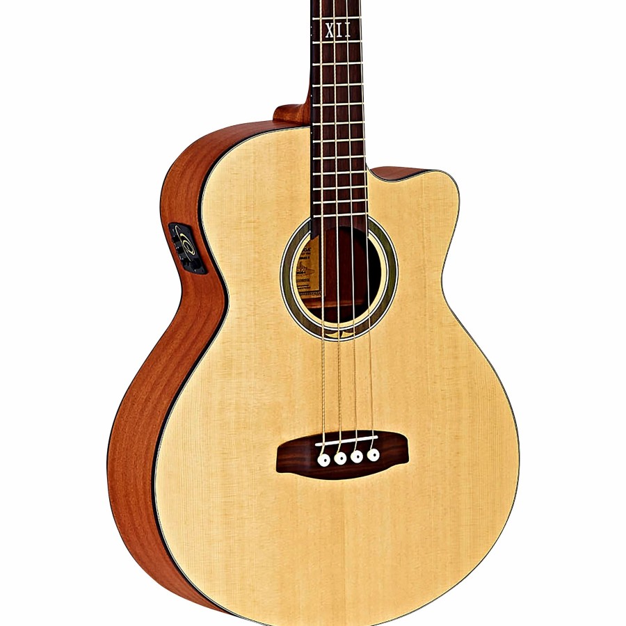 Basses Ortega Fretted | Ortega Deep Series 5 D538-4 Mahogany Acoustic-Electric Bass Open Pore Natural