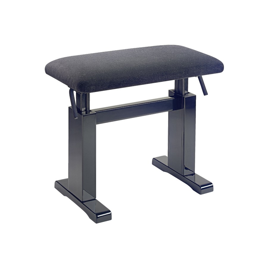 Keyboards & Midi Musician's Gear Benches & Stools | Musician'S Gear Hydraulic Lift Piano Bench Black Velvet Top Black Polished Finish