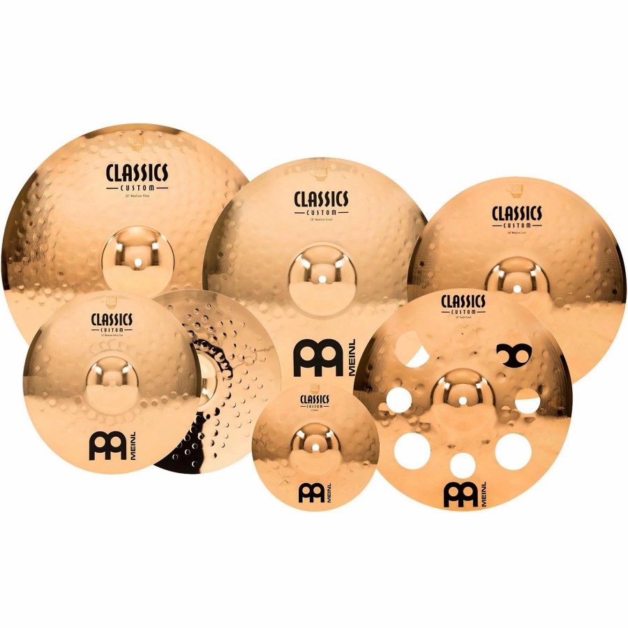 Drums MEINL Cymbal Packs | Meinl Classics Custom Double Bonus Pack Cymbal Box Set With Free 10" Splash And 16" Trash Crash