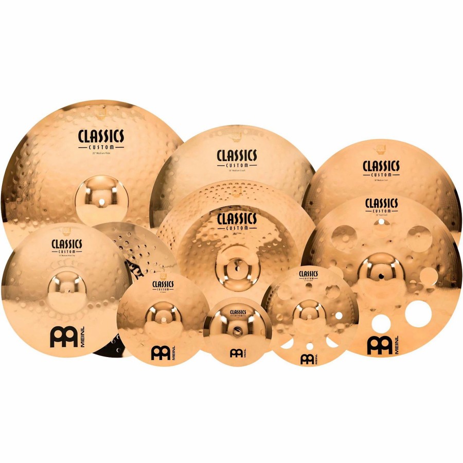 Drums MEINL Cymbal Packs | Meinl Classics Custom Triple Bonus Pack Cymbal Box Set With Free 8" Bell, 10" Splash, 12" Trash Splash