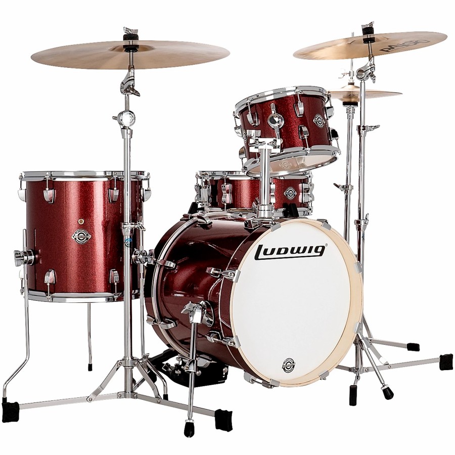 Drums Ludwig Drum Sets | Ludwig Breakbeats By Questlove 4-Piece Shell Pack Red Sparkle