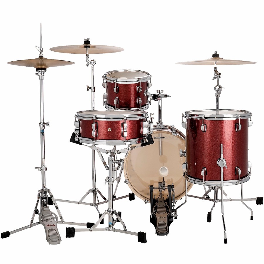 Drums Ludwig Drum Sets | Ludwig Breakbeats By Questlove 4-Piece Shell Pack Red Sparkle