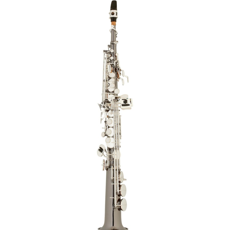 Band & Orchestra Allora | Allora Asps-450 Vienna Series Straight Soprano Sax Black Nickel Body Silver Keys