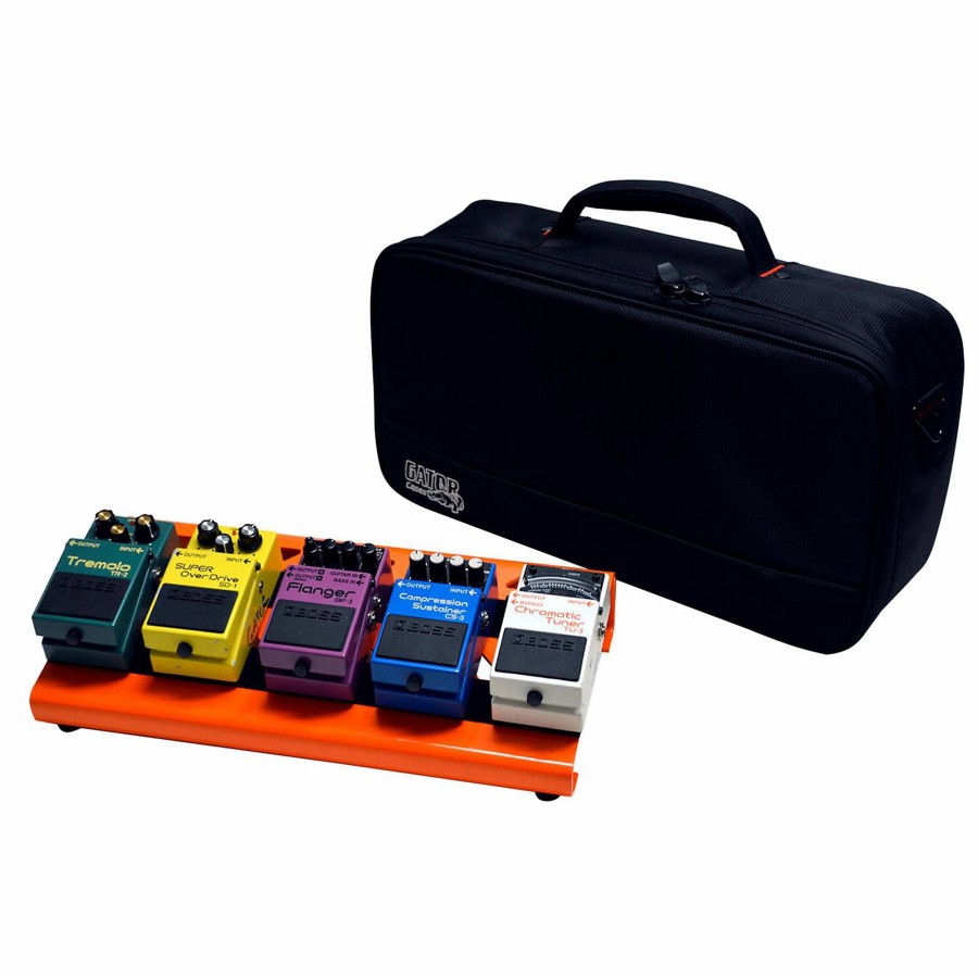 Amps & Effects Gator Pedalboards | Gator Aluminum Pedalboard - Small With Bag Orange