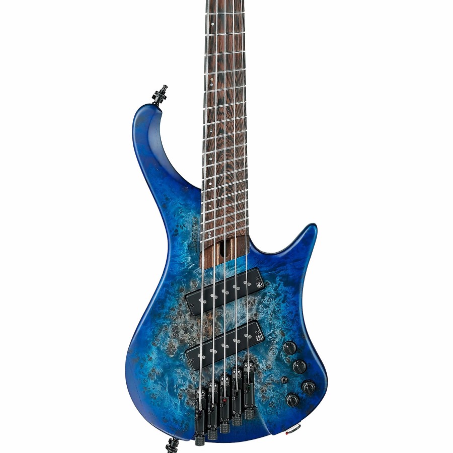 Basses Ibanez 5-String | Ibanez Ehb1505Ms 5-String Multi-Scale Ergonomic Headless Bass Pacific Blue Burst Flat