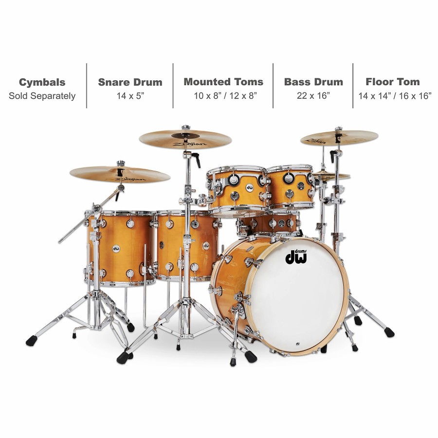 Drums DW Drum Sets | Dw 6-Piece Collector'S Series Santa Monica Shell Pack With Chrome Hardware Butterscotch