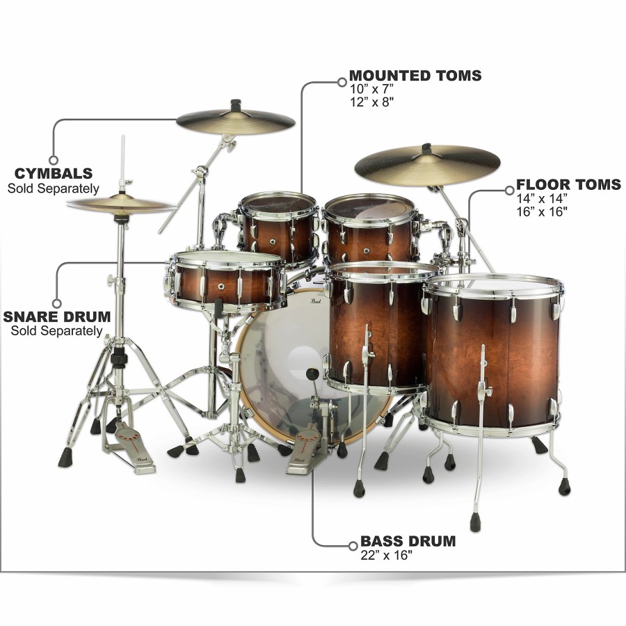 Drums Pearl Drum Sets | Pearl Session Studio Select Series 5-Piece Shell Pack Gloss Barnwood Brown