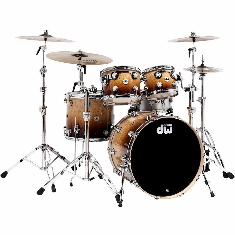 Drums DW Drum Sets | Dw Collector'S Series 4-Piece Shell Pack Burnt Toast Fade Chrome Hardware