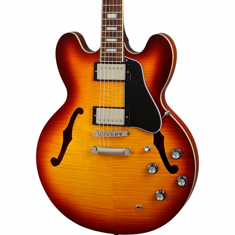 Guitars Epiphone Hollow & Semi-Hollow Body | Epiphone Es-335 Figured Semi-Hollow Electric Guitar Raspberry Tea Burst