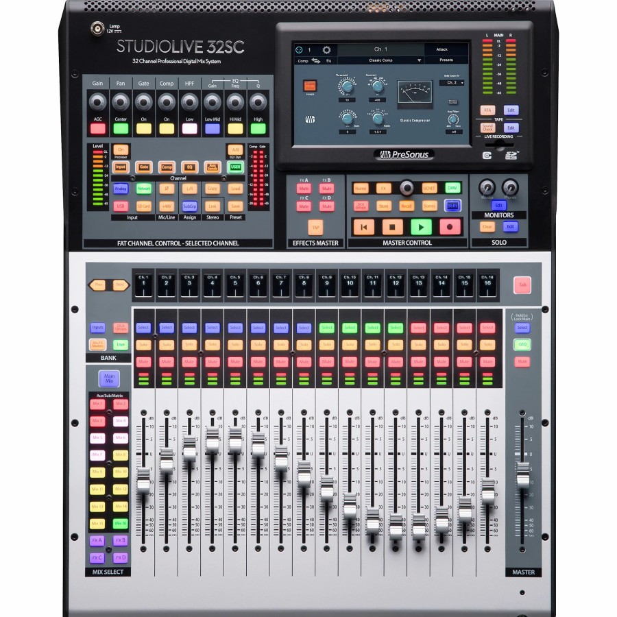 Recording PreSonus | Presonus Studiolive 32Sc 32-Channel Mixer With 17 Motorized Faders And 64X64 Usb Interface