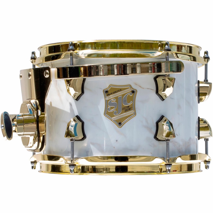 Drums SJC Drums Mounted Toms | Sjc Drums Providence Series Rack Tom Add On With Brass Hardware 7 X 10 In. Calcutta White