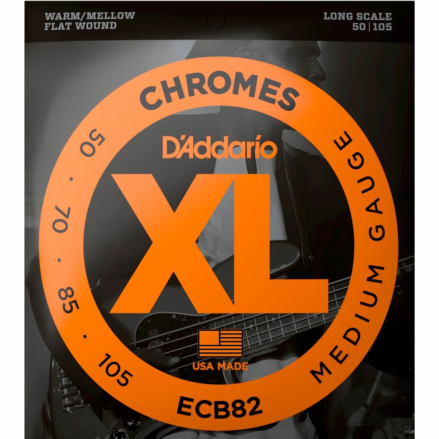 Basses D'Addario Bass Guitar Strings | D'Addario Ecb82 Chromes Flatwound Medium Bass Strings