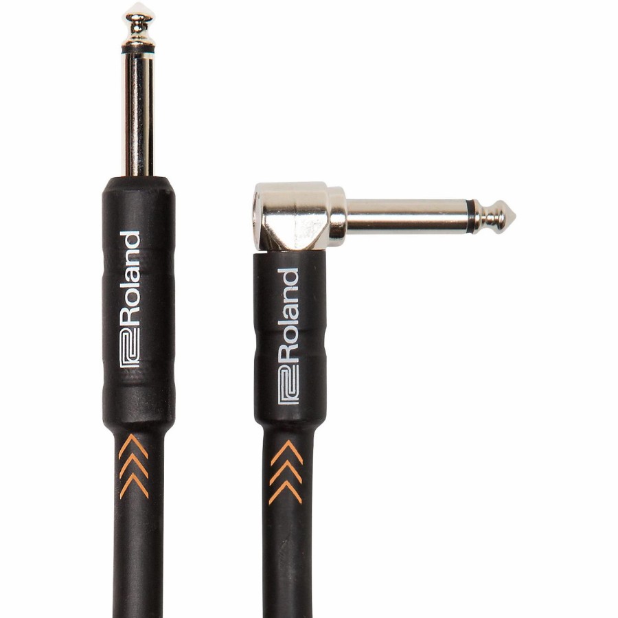 Guitars Roland Instrument Cables | Roland Black Series 1/4" Angled/Straight Instrument Cable 20 Ft. Black