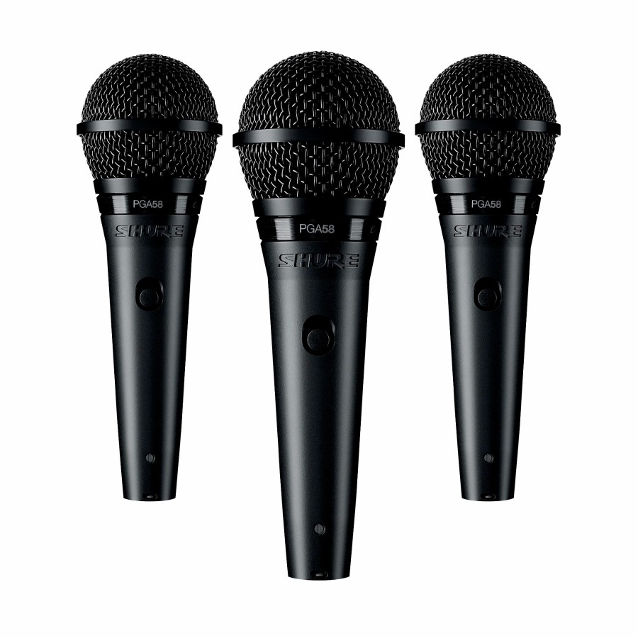 Mics & Wireless Shure | Shure Pga58 3-Pack Mic And Stand Kit