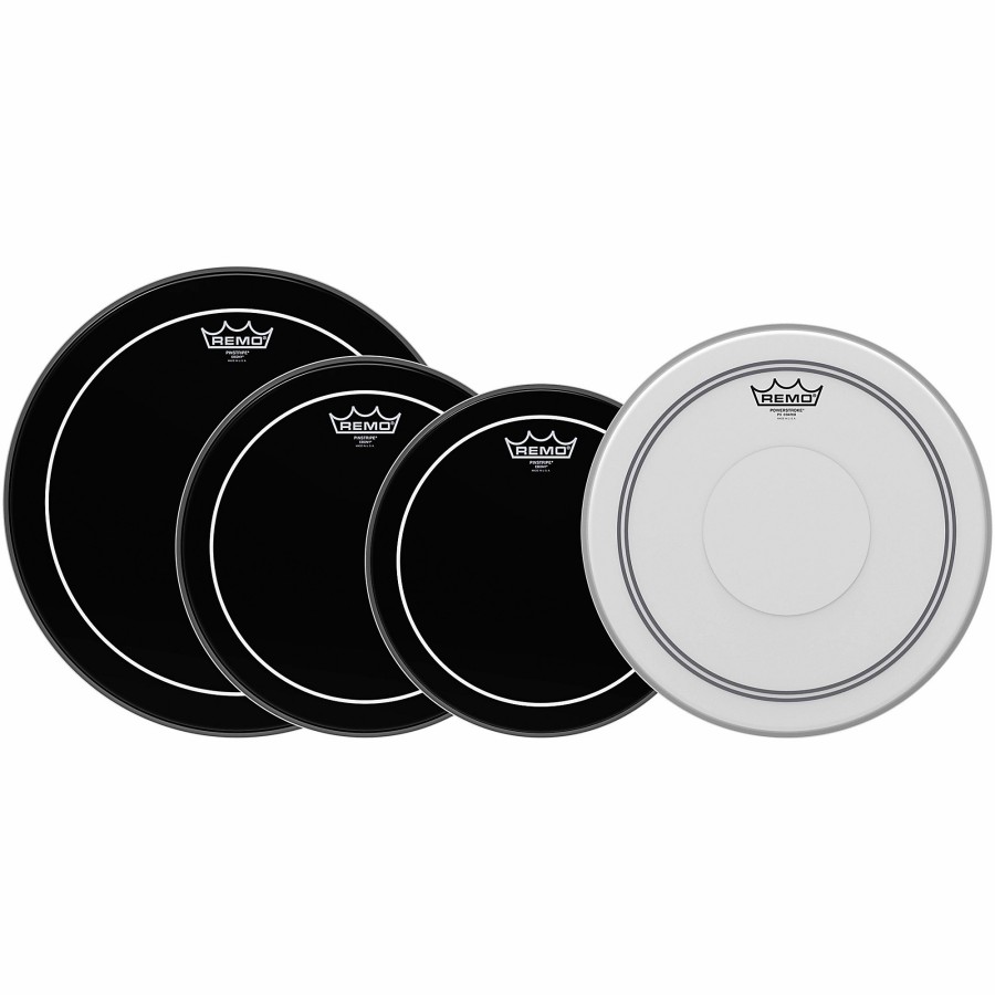 Drums Remo | Remo Ebony Pinstripe Standard Pro Pack With Free 14 In. Coated Pinstripe Snare Drum Head