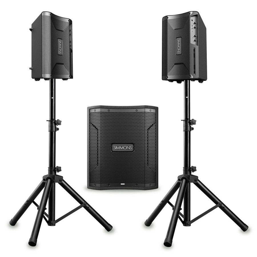 Drums Simmons Drum Amps | Simmons Drum Amp Da2108 And Da12S Subwoofer Bundle With Speaker Stands & Cables