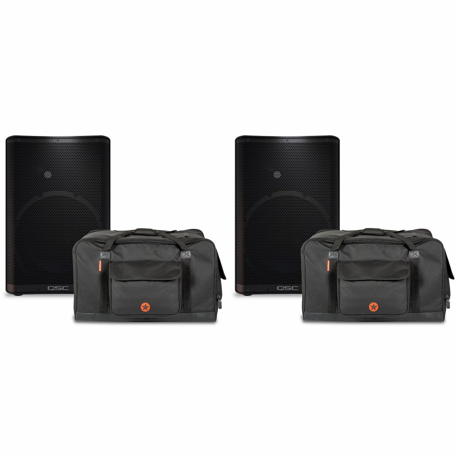 Live Sound QSC | Qsc Cp12 Powered Speaker Pair With Road Runner Bags