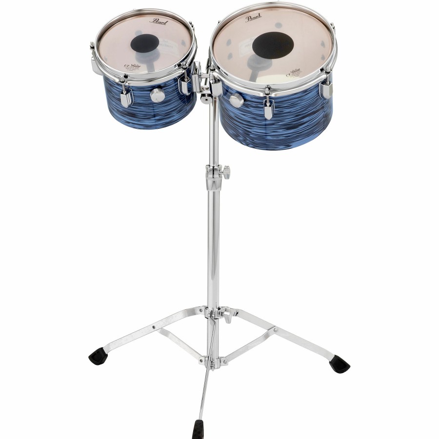 Drums Pearl Mounted Toms | Pearl President Series Deluxe Concert Tom Set With Double Tom Stand Ocean Ripple