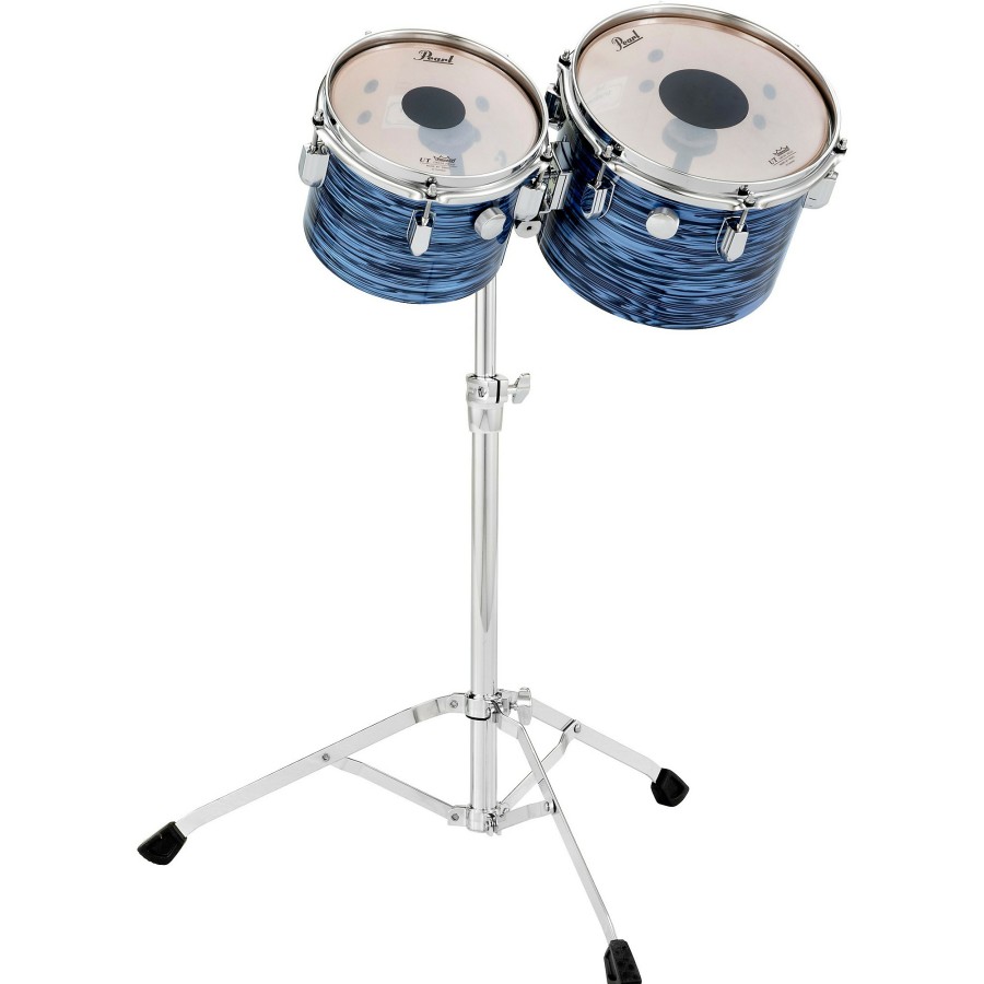 Drums Pearl Mounted Toms | Pearl President Series Deluxe Concert Tom Set With Double Tom Stand Ocean Ripple