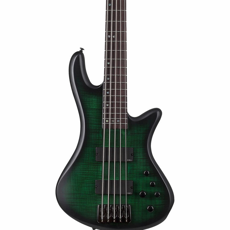 Basses Schecter Guitar Research 5-String | Schecter Guitar Research Stiletto Studio-5 5-String Electric Bass Guitar Emerald Green Burst