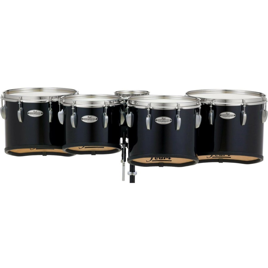 Band & Orchestra Pearl | Pearl Championship Maple Marching Tenor Drums Quint Sonic Cut 6, 10, 12, 13, 14 In. Midnight Black #46