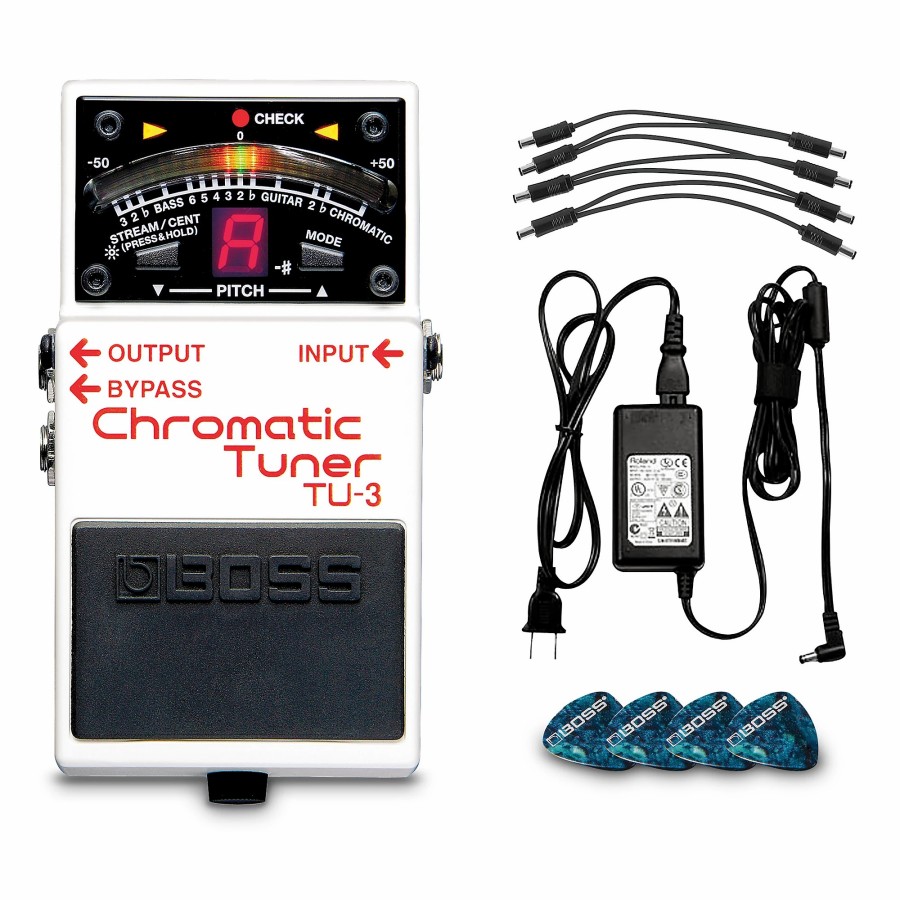 Guitars BOSS Effects | Boss Tu-3 Chromatic Tuner Pedal Power Solution Bundle