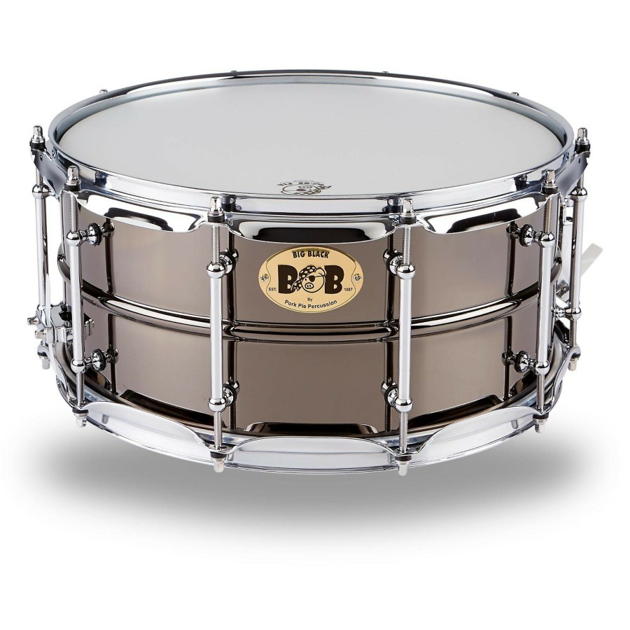 Drums Pork Pie Snare Drums | Pork Pie Big Black Brass Snare Drum With Tube Lugs And Chrome Hardware Black 14 X 6.5 In.