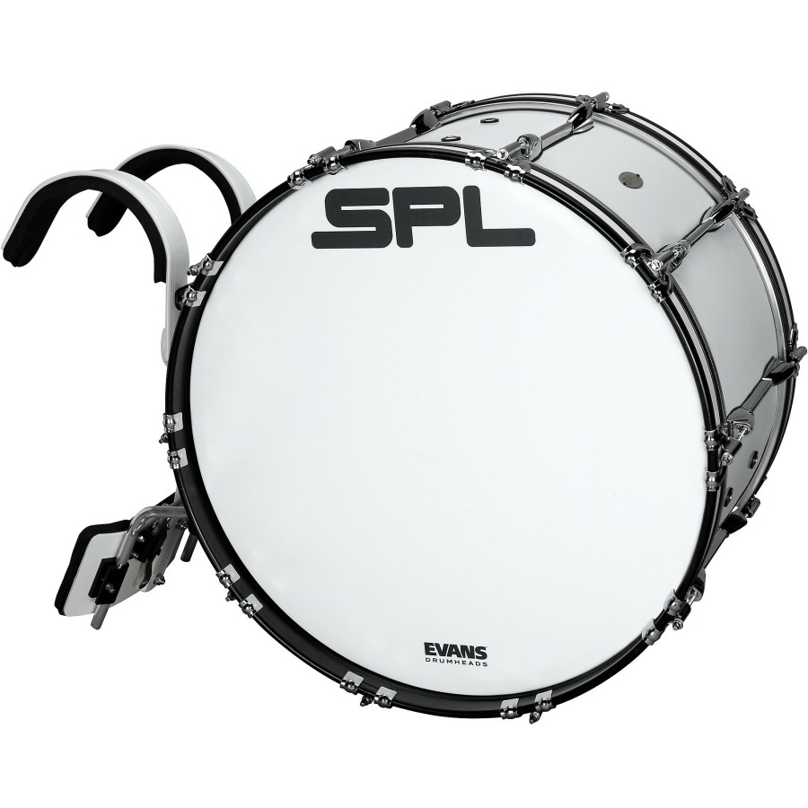 Band & Orchestra Sound Percussion Labs | Sound Percussion Labs Birch Marching Bass Drum With Carrier - White 24 X 14 In.