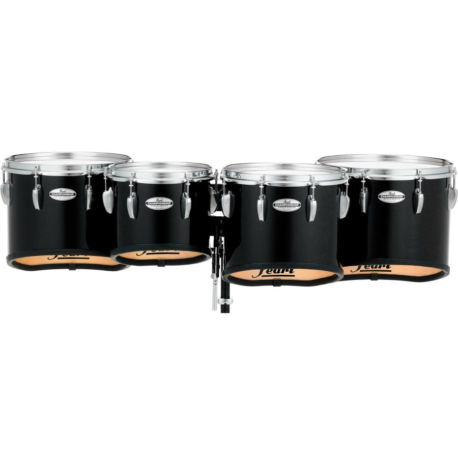 Band & Orchestra Pearl | Pearl Championship Maple Marching Tenor Drums Quad Sonic Cut 10,12,13,14 Inch Midnight Black