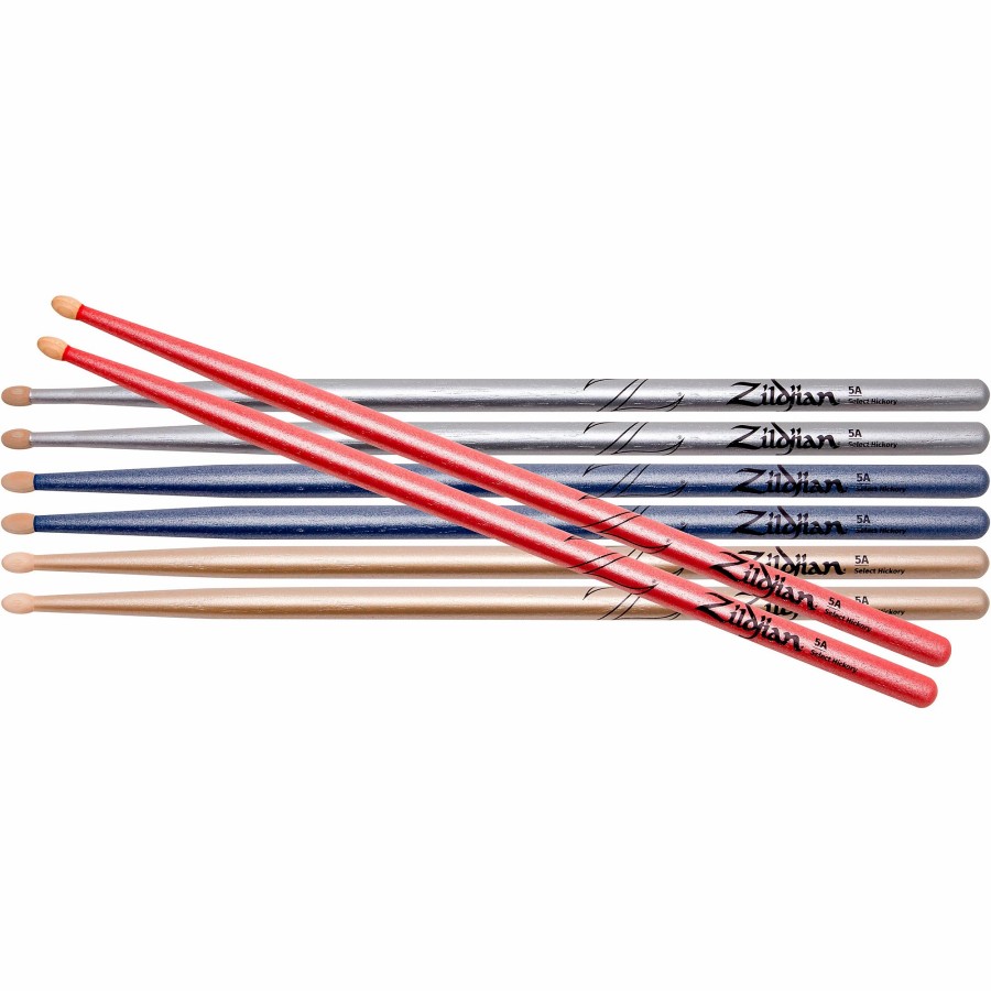 Drums Zildjian | Zildjian Chroma Series Drum Sticks Value Pack 5A Wood