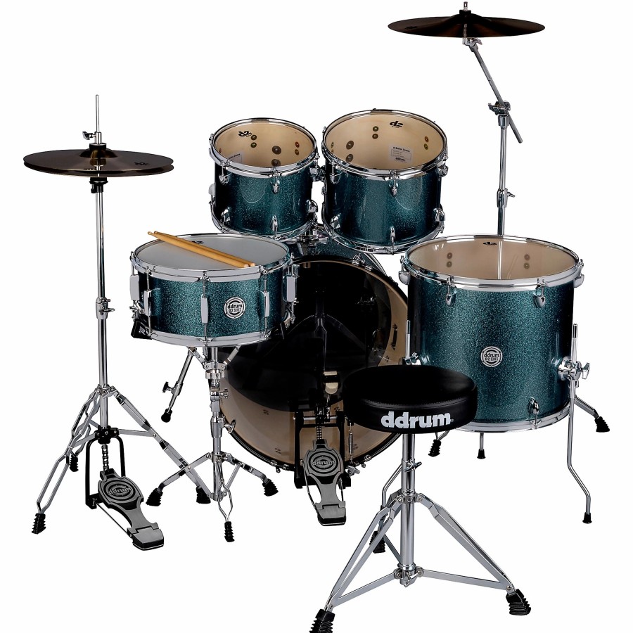 Drums ddrum Drum Sets | Ddrum D2 5-Piece Complete Drum Kit Deep Aqua Sparkle