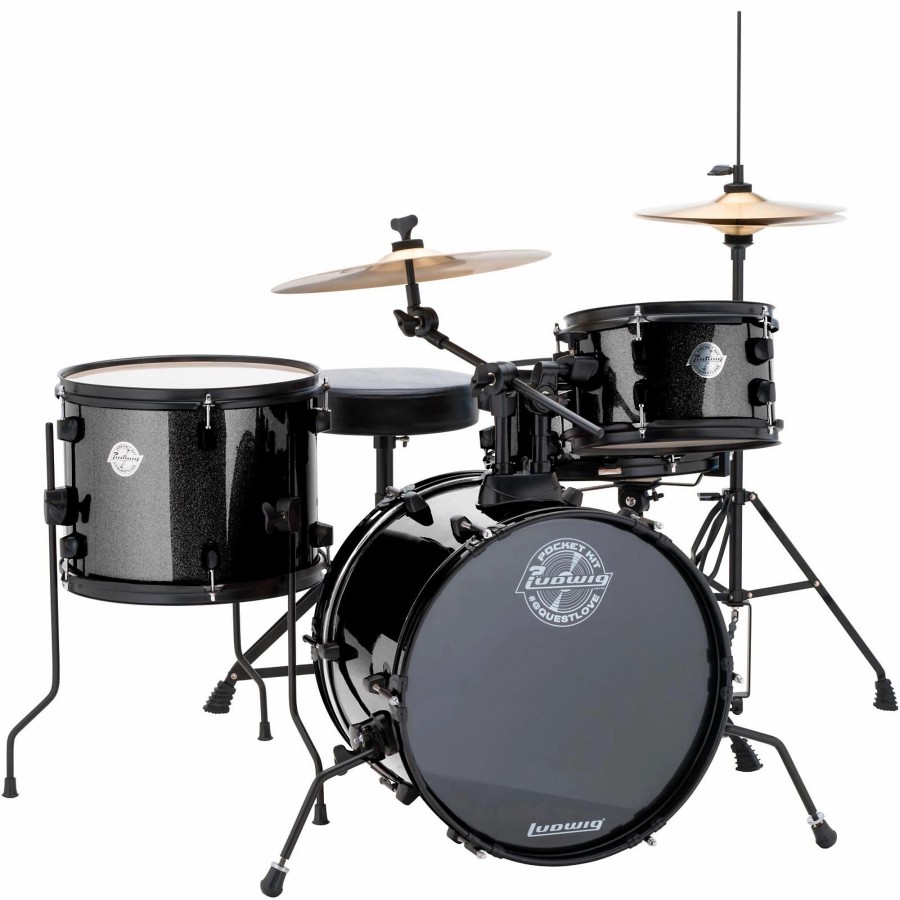 Drums Ludwig Drum Sets | Ludwig Pocket Kit Black Sparkle