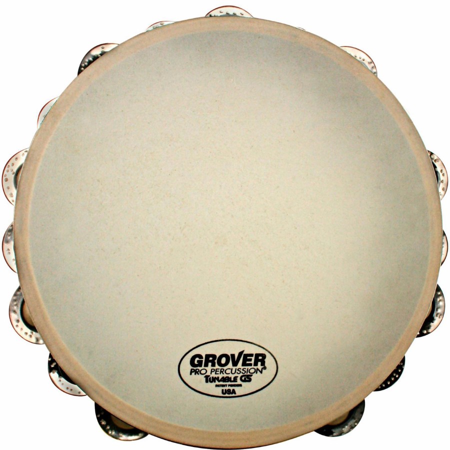 Drums Grover Pro | Grover Pro Synthetic Head Tambourine 10 In. Double Row German Silver Jingles