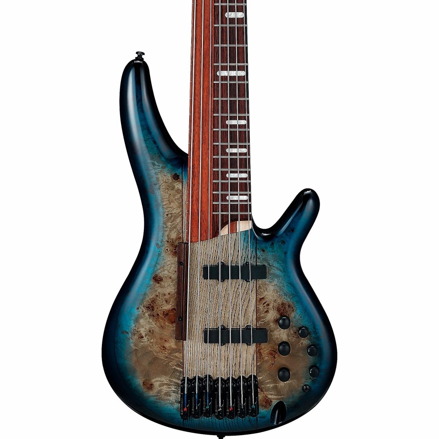 Basses Ibanez 6+ String | Ibanez Bass Workshop Sras7 7-String Electric Bass Cosmic Blue Starburst